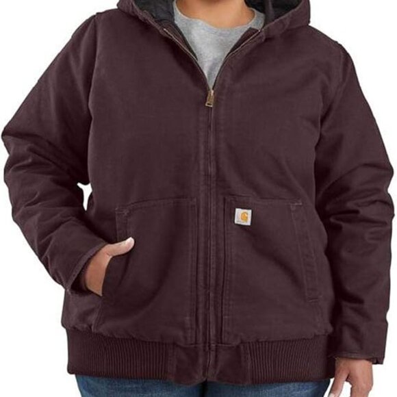 Carhartt Jackets & Blazers - RARE Carhartt Women's Plus Size 2XL Active Jacket Wj130 Deep Wine Purple